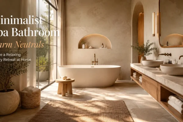 Minimalist Spa Bathroom Warm Neutrals: 10 Relaxing Design Ideas