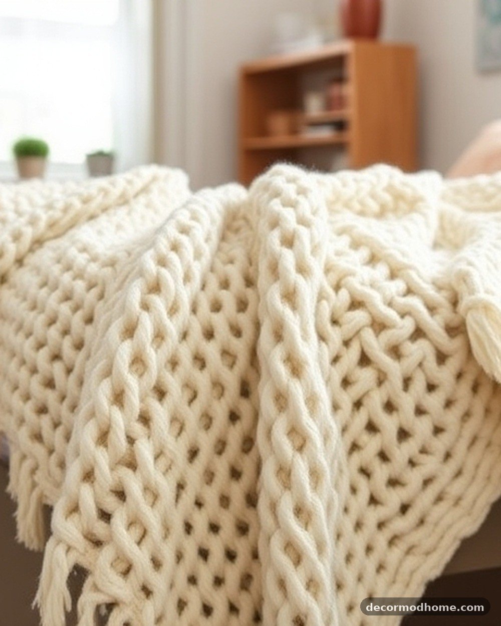 1. Chunky Knit Cream Throw