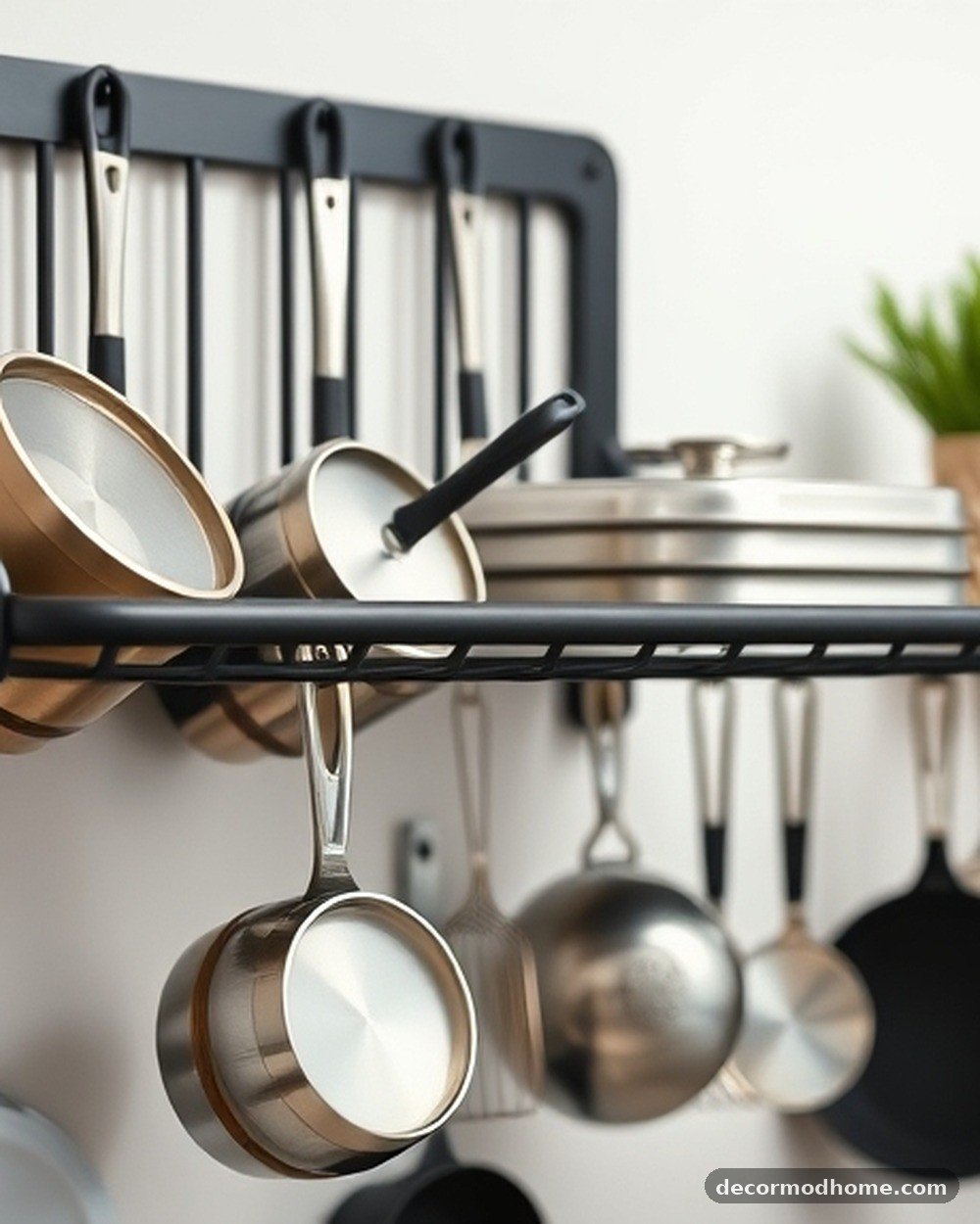 1. Matte Black Wall-Mounted Pot Rack