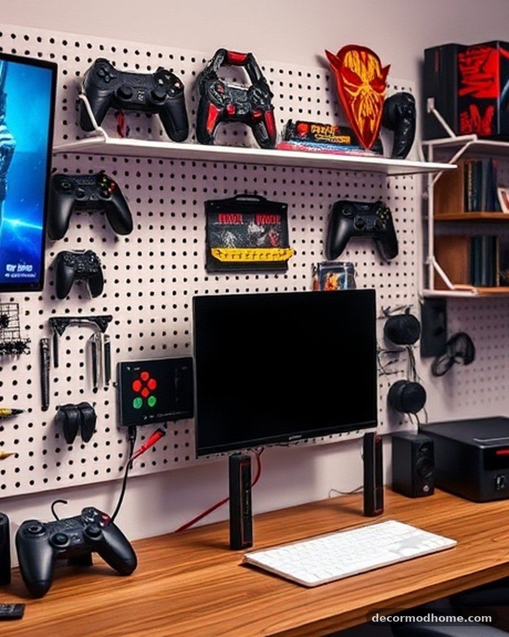 3. White Metal Pegboard Organizer