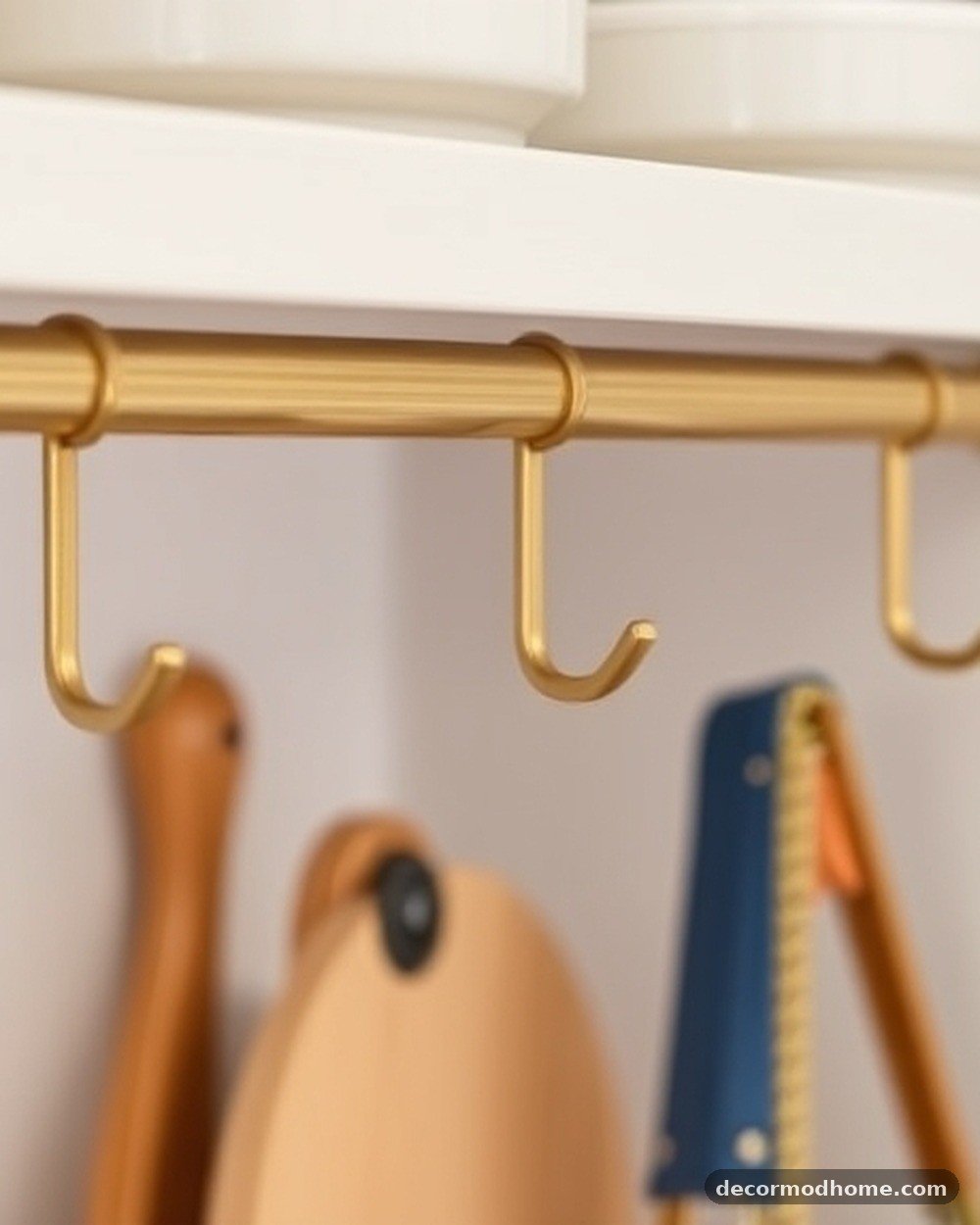 4. Brushed Brass Rail with S-Hooks