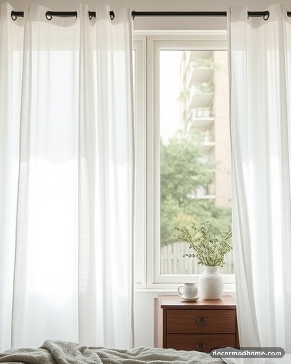 7. Sheer White Linen Curtains