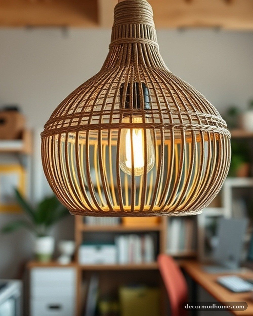 7. Woven Rattan Pendant