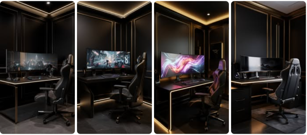 Luxury Black and Gold Gaming Room