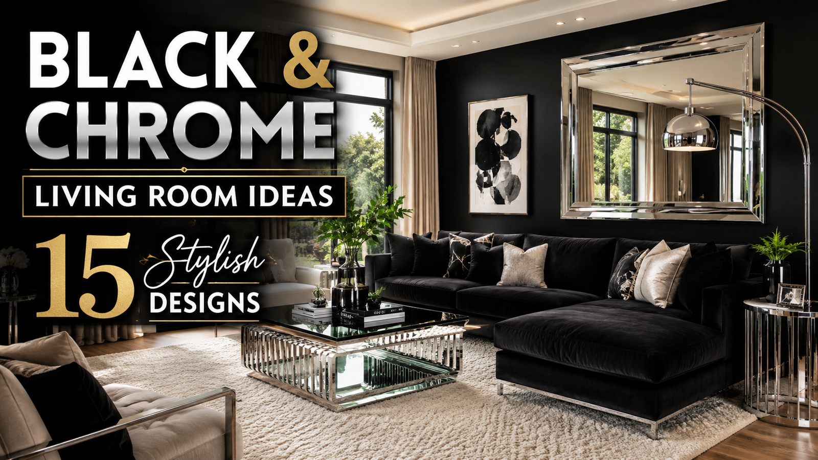 Black and Chrome Living Room Decor