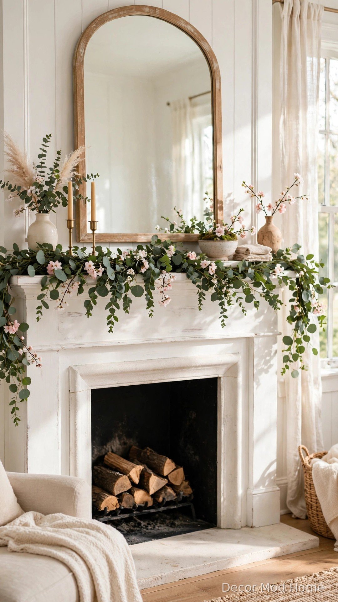 Drape a Fresh Eucalyptus Garland Along the Mantle