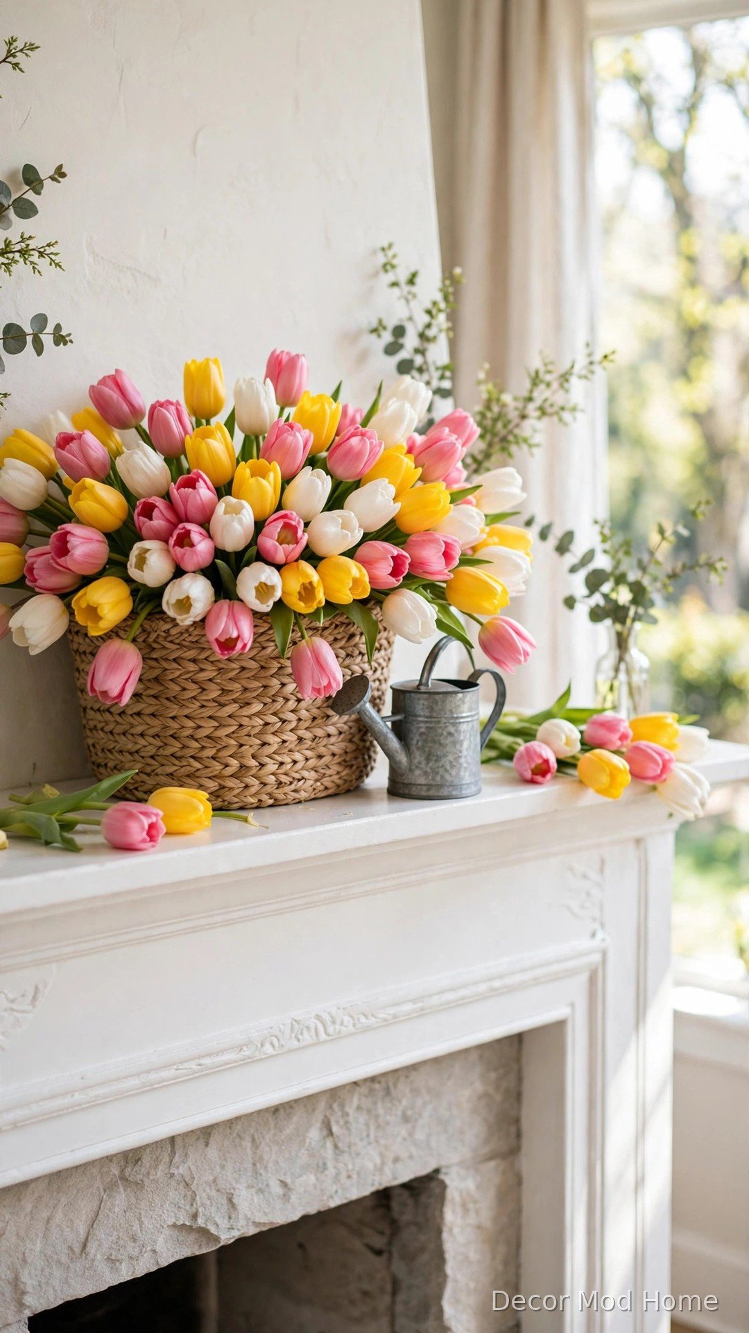 Fill a Woven Basket with Faux Tulips