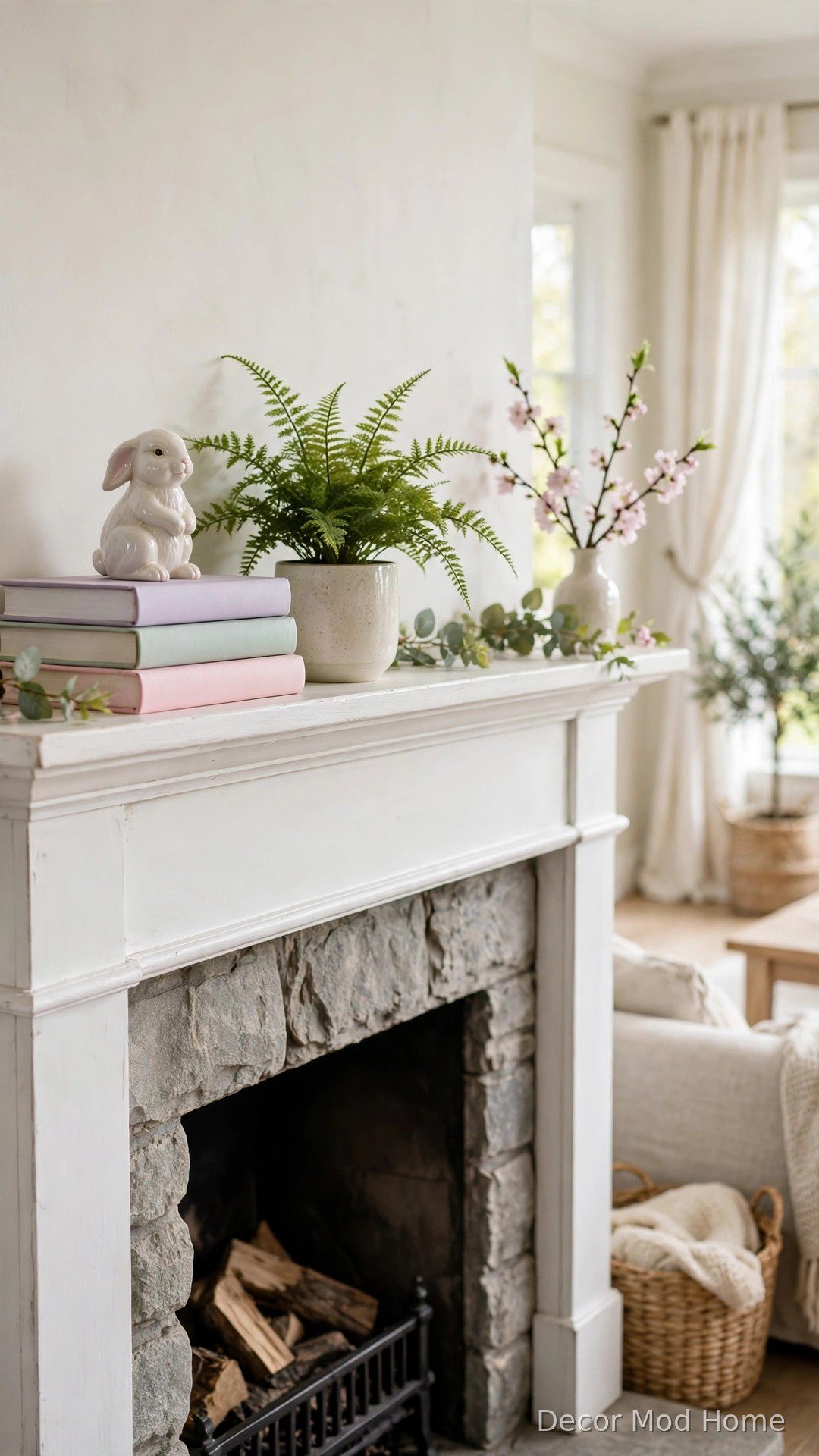 Stack Pastel Books with a Small Plant on Top
