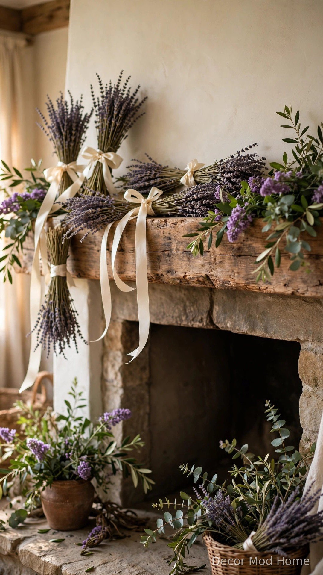 Tie Bundles of Dried Lavender with Ribbon