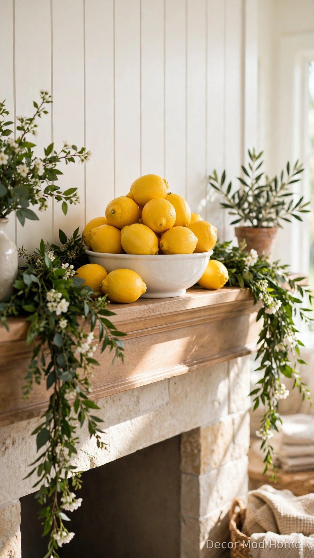 Brighten the Mantle with Lemons and Greenery