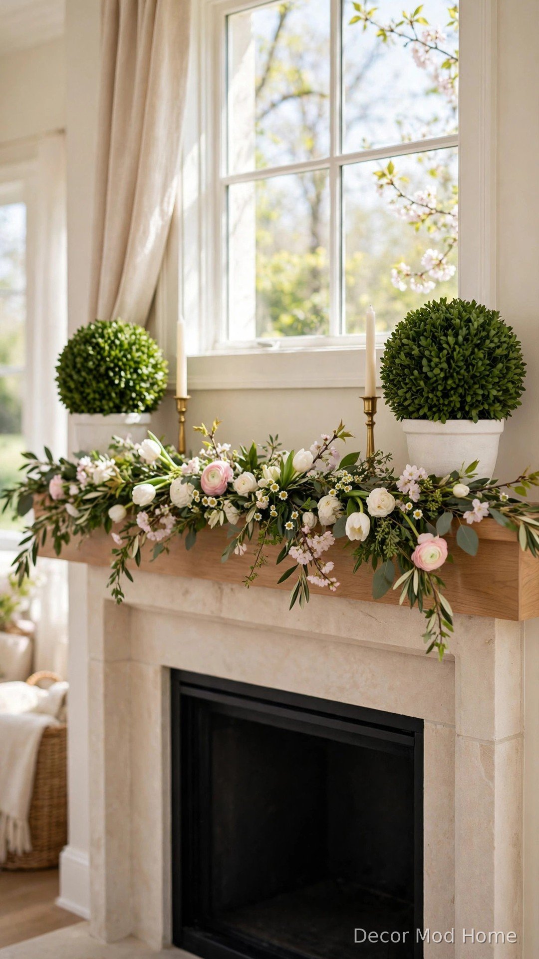 Flank the Mantle with a Pair of Topiaries