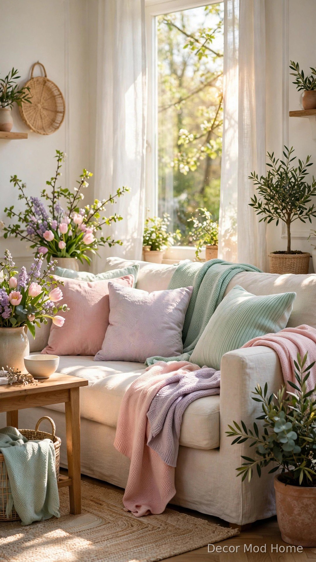 Swap in Pastel Cushions and Throws