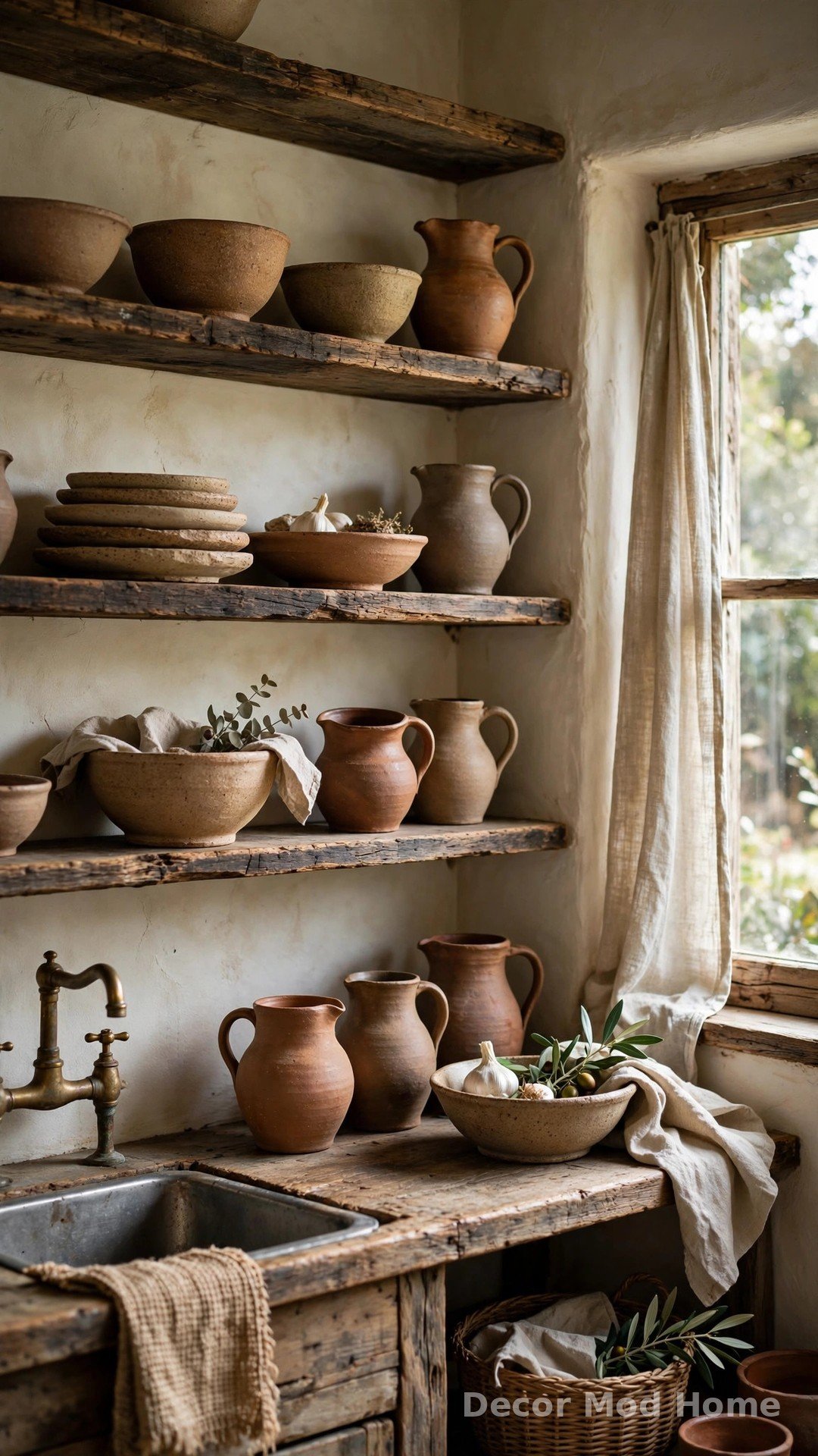 Style Open Kitchen Shelves with Stoneware