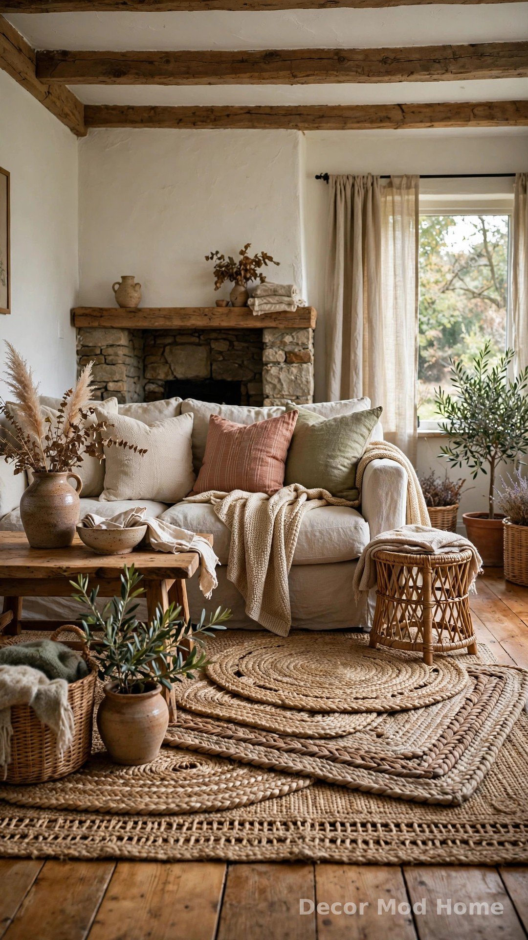 Layer Jute and Braided Rugs on Wood Floors