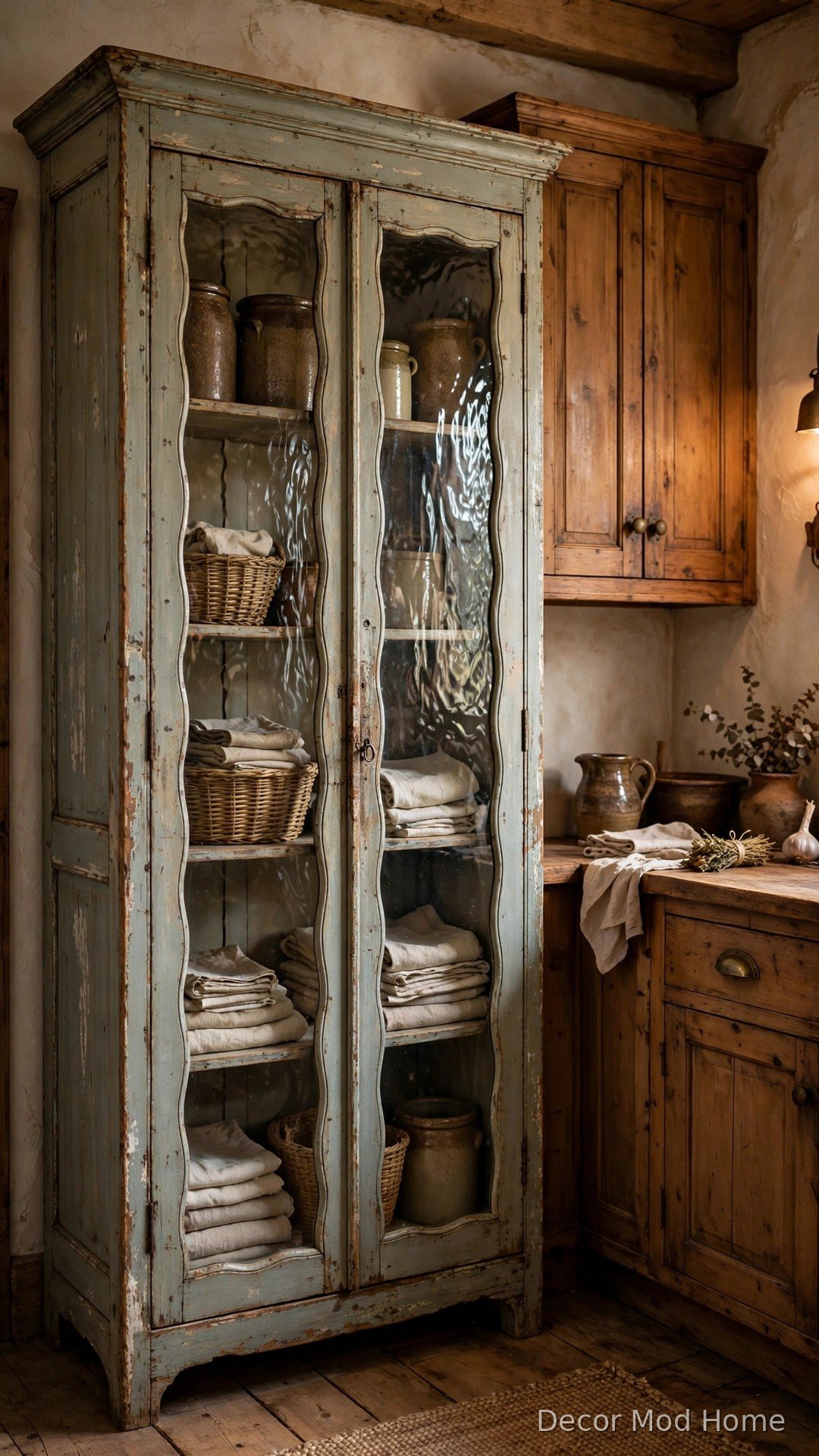 Antique pantry cabinet as kitchen focal point