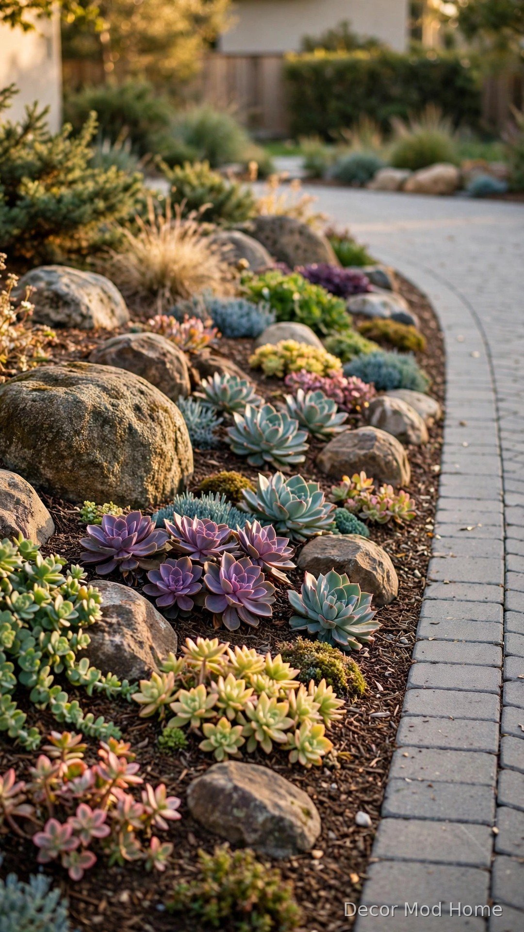 Pair Decorative Boulders With Succulents